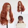 Comercio exterior peluca de encaje frontal marrón europea y americana 13x4 peluca de encaje tejida a mano cabello liso largo rizado peluca de cabeza completa
