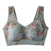 Ropa interior para madre de mujer de mediana edad Chaleco de copa fija para mujer talla grande Sujetador de encaje estampado anti-flacidez
