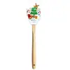 Raspador de Silicona Impreso Mango de Madera Raspador de Silicona Impreso Raspador de Silicona Papá Noel de Navidad