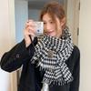 Bufanda de pata de gallo para otoño e invierno, estilo japonés y coreano para mujer, dulce, con borlas cortas, chal para abrigo, bufanda cálida para transmisiones en vivo de TikTok