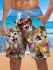 Pantalones de playa holgados europeos y americanos 2024, pantalones de surf de verano con estampado 3D de humo, pantalones cortos de moda para hombre