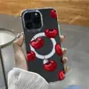 Funda de Teléfono Móvil de Verano, Cereza Rojo Vino Iphone17, Funda Protectora Magnética Transparente de Aspecto Elegante para Niñas, Apple 18Pro