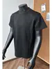 Camiseta de manga corta resistente estilo americano para hombre, atuendo de chico duro para el verano, camiseta elástica ajustada con cuello pequeño, camiseta básica de verano