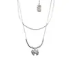 Cadena para clavícula estilo minimalista ins japonés y coreano, S925 plata de ley, collar de tubo de plata con lazo, dulce y versátil con sentido de atmósfera