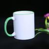 Caneca colorida lateral com logo em impressão de transferência térmica quente, xícara de cerâmica para casal, xícara de chá para escritório em casa publicitária