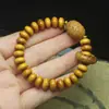 Pulsera de Cuentas de Sándalo Rojo Madera Dorada Pulsera de Cuentas de Azufaifo con Patrones Pulsera de Cuentas de Rosario para Hombres y Mujeres Estilo Chino Joyería de Mano Regalos