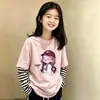 Conjunto de otoño para niña, camiseta de manga larga patchwork, nuevo estilo primavera y otoño 2026, top interior para niñas de talla mediana y grande