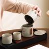Juego de té de viaje, ideal para llevar en una taza exprés, una tetera, cuatro tazas, para reuniones anuales, vacaciones, negocios, regalo de acompañamiento, juego de té portátil para exteriores, regalos.