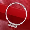 Pulsera de Plata Pura 9999 en Forma de Corazón para Niños Mayores, Pulsera de Plata Pura con Cascabel de Corazón 2026 para Niñas Pequeñas