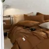 Juego de cuatro piezas de algodón 100% con tejido gofrado, de lujo y alta gama estilo Ins, funda de edredón de algodón puro, sábana, sábana bajera ajustable, juego de ropa de cama simple de cuatro piezas