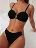 2025 Nuevo Bikini Transfronterizo Europeo y Americano Exportación Cinta Copa Dura Espalda Descubierta Sexy Bikini Traje de Baño Dividido Traje de Baño