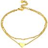 Tobillera de Playa con Cuentas de Semilla Estilo Europeo y Americano Transfronterizo, Capas Simples, Moda, Corazón de Durazno, Joyería para el Pie con Forma de Corazón de Doble Capa, Estilo Moderno Versátil