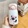 Copo Térmico Estudante Dilebel Gato de Aço Inoxidável para Meninas com Bom Visual e Novo Bolso de Aba Portátil Mini para Copo em Calça