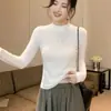 2026 Nova Camiseta Manga Longa com Gola Meia-Alta Macia e Confortável para Mulheres, Camada Interna Emagrecedora, Top Modal Ajustado, Camada Base