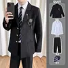 Jaqueta Uniforme DK Suit Estilo Japonês Vento Universitário Masculino Jk Uniforme Escolar Terno Preto Conjunto de Uniforme de Aula Cool para Estudante