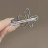 Presilha de Cabelo Preta Floral de Alto Padrão Cheia de Strass para Mulheres, Presilha para Franja, Presilha Lateral, Elegante Presilha Bico de Pato