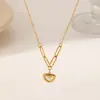Cadena de Empalme de Acero de Titanio Collar con Corazón de Nácar Cadena para Clavícula de Acero de Titanio para Mujer