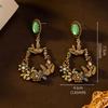 Pendientes Largos de Corona Hueca Esmaltada Vintage de la Antigüedad Media Pendientes Elegantes de Corte Versátiles de Pintura al Óleo Van Gogh Vintage