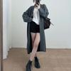 Cardigan Tricotado de Comprimento Médio Outono e Inverno Feminino Novo Estilo Coreano Estilo Preguiçoso Solto Macio Ceroso Jaqueta Suéter Transfronteiriça Amazon