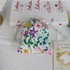 Bolsa de tecido floral fresca e simples, bolsa organizadora portátil para itens diversos, bolsa de tecido de grande capacidade para armazenamento de produtos de skincare e higiene pessoal