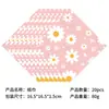 Suministros para Fiesta Temática de Margaritas Rosas Transfronterizos Servilletas de Papel Desechables, Vasos de Papel, Platos de Papel, Juego de Vajilla Floral