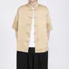 2026 Verano Nuevo Estilo Estilo Chino Traje Tang para Hombre Nuevo Estilo Chino Camisa de Manga Corta con Botones Talla Grande Holgada Casual