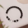 Pulsera Xuan Guang Yin de Obsidiana Natural, Ojo de Gato Blanco y Calcedonia para Mujer, Lujo Ligero de Nicho, Exquisito Regalo para Hombre