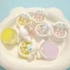 Perro de orejas grandes tridimensional luminoso huevo escalfado juego de comida accesorios de resina manual DIY encogimiento simulación casa de juegos para niños comida