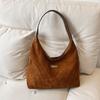 Bolsa Grande de Veludo Transfronteiriça Grande Capacidade Feminina Nova Moda 2024 Retrô Casual Bolsa de Ombro Bolsa Transversal Estilo Coreano