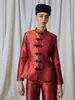 Conjunto de Top con Cuello Mao y Botones Estilo Chino y Pantalones Rectos, Conjunto Exquisito Bordado Estilo Vintage, Europeo y Americano 2026 Amazon
