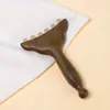 Espátula de cola de pez de sándalo verde para lifting de fascia facial, herramienta facial para surcos nasogenianos y línea de la mandíbula, peine de masaje de madera, espátula de cola de pez