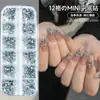 Mini taladro para uñas de 12 rejillas, color con forma de cristal de champán, cristal, destello, fondo plano, taladro, accesorios para uñas, venta al por mayor