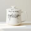 Taza de Oficina de Porcelana Blanca Moji con Tinta Pintada a Mano de Bambú con Tapa Taza de Té de Cerámica Taza de Agua Personal para Oficina y Hogar