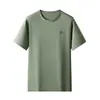 Nueva Ropa para Hombre de Talla Grande Camiseta de Manga Corta sin Marcas para Hombre con Fertilizante Talla Grande Verano Delgado Seda de Hielo Cuello Redondo Top de Media Manga