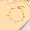 Pulsera Europea y Americana Transfronteriza de Jade Retro de Acero Inoxidable con Discos de Piedra Natural Colorida, Pulsera de Acero Titanio con Ondas, Estilo Vintage