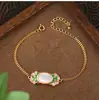 Novo Bracelete de Flores de Esmalte Flor de Lótus da Sorte Estilo Palácio Antigo Dourado High-End Estilo Chinês com Design de Luxo Leve