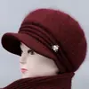 Gorros de otoño e invierno para mujeres de mediana edad y mayores, gorros de punto para abuelas y señoras mayores, gorros gruesos de lana cálidos y forrados de polar para madres