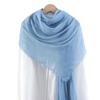Bufanda de Algodón y Lino Plisada de Color Sólido de Venta Caliente Transfronteriza, Pañuelo de Cabeza Malayo Multicolor Arrugado de Moda con Flecos para Mujer