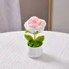 Produto Acabado: Planta em Vaso de Rosa da Temporada de Formatura com Tricô à Mão com Fio, Presente para Melhor Amigo, Professor, Amigo, Ornamento de Decoração de Interior