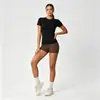 Camiseta Feminina Redonda para Comércio Exterior Transfronteiriço, Cintura Alta, Justa, Camiseta Esportiva, Top para Esportes ao Ar Livre, Yoga, Corrida, Fitness