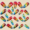 Uñas Redondas Almendradas Multicolores de Moda Estilo Ins Europeo y Americano Uñas Sencillas de Moda Desmontables Usables