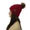 2018 AliExpress ebay Europa e os Estados Unidos novo boné de lã padrão CC moda bola de lã tricô feminino suéter boné de lã