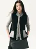 Nuevo chaleco de cachemira para otoño e invierno para mujer, con tejido de algodón texturizado, bolsillos, diseño de punto con bloques de color, y se puede usar como una prenda exterior para capas