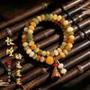 Pulsera de Raíz de Loto Bodhi de Buena Suerte, Pulsera Doble Círculo de Cuentas de Ábaco de Dunhuang, Pulsera de Cuentas Budistas Flexible para Dedos de Estudiante al por Mayor