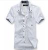 Camisa de manga corta para hombre, verano 2023, estilo coreano, corte entallado, informal, con estampado de setas pequeñas, manga corta, moda juvenil para hombre.