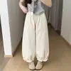 Calça Floral Modeladora de Cintura Alta para Mulheres, Novo Estilo de Verão, Cintura Elástica, Calça Versátil de Pernas Retas, Caimento Relaxado, Barra Franzida, Calça Harem Cropped