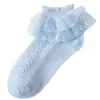 Calcetines de encaje de doble capa para niñas, finos, blancos, de princesa para baile, para bebés, primavera y otoño, infantiles, danza latina