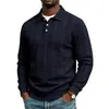 Camisa polo de jacquard a rayas para hombre de otoño, estilo europeo y americano, suelta, casual, de punto