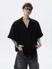 Camisa de Manga Corta con Botones, Cuello Cubano Estilo Americano, Bordada, para Hombre, Marca de Verano de Moda, Diseño Relajado, Camisa sin Arrugas