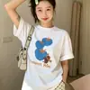 Camiseta de Manga Curta Algodão Puro Menina Estilo Coreano Gentil e Energética Estampa de Tomate Verão Solta Modeladora Casual Versátil